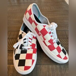 Vans Comfy Cush Red, Black & Off-White Checkered Low Top Sneakers Men’s Size 12